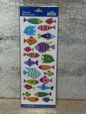 Sticko Themed Stickers Assorted Colorful Fishes Big, Small, Skinny 22 Pieces New